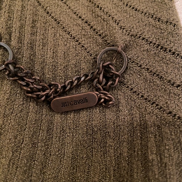 Just Cavalli Brown/Olive Knit Blouse With Velvet Small - Picture 4 of 12